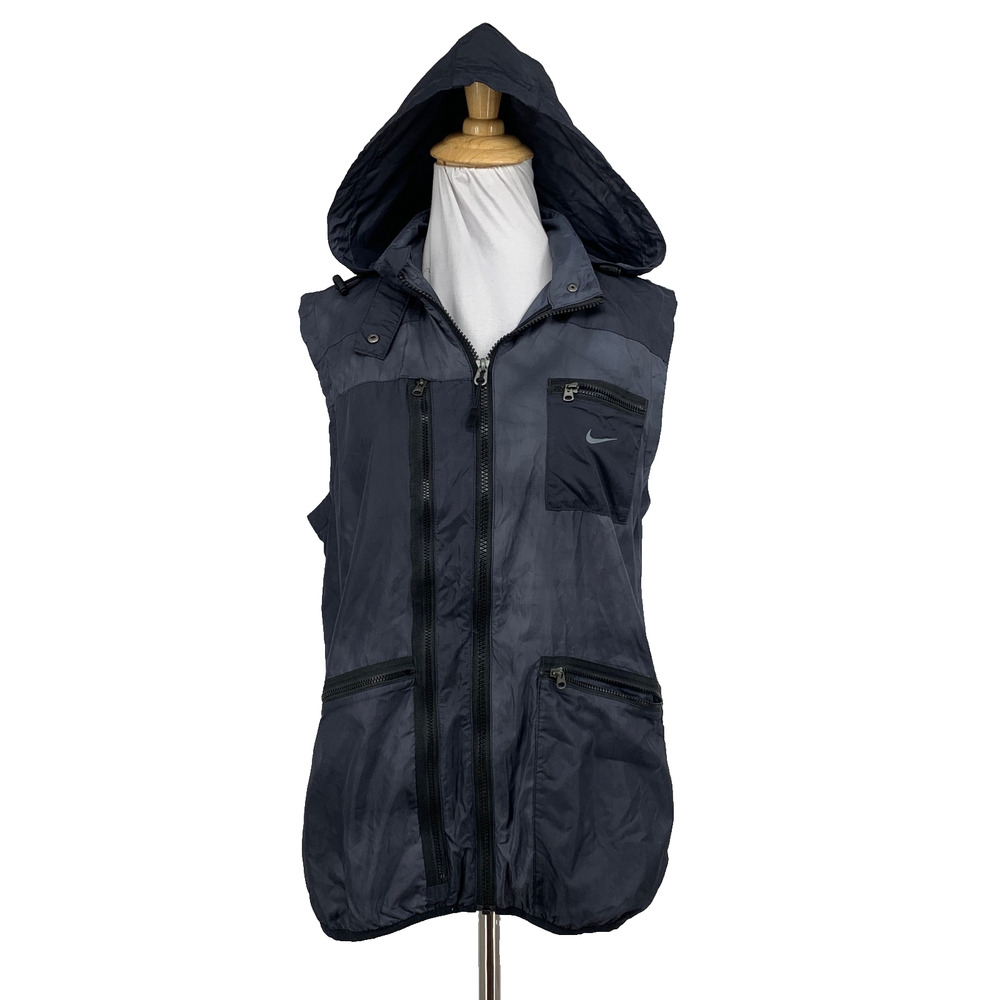 Nike Vest Womens M Medium Grey LA484 Retro Sportswear Hooded Full Zip Utility
